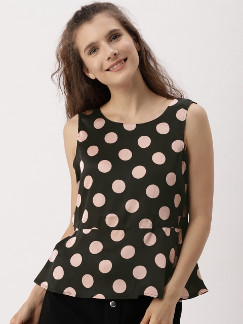 

DressBerry Women Black Printed Peplum Top