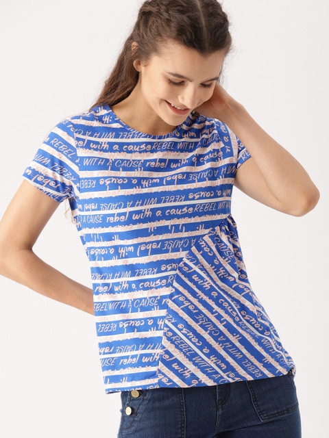 

DressBerry Women Blue Striped Top