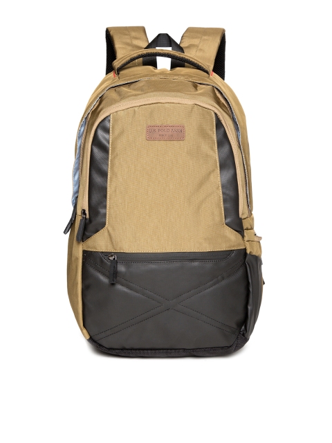 

U.S. Polo Assn. Unisex Khaki & Brown Colourblocked Backpack