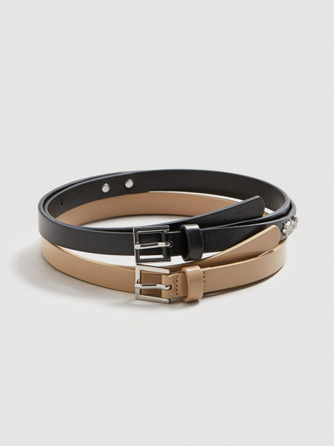 

MANGO Women Set of 2 Belts, Black