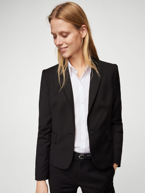

MANGO Black Single-Breasted Formal Blazer