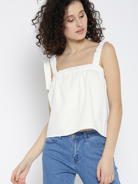 

MANGO Women White Solid Top