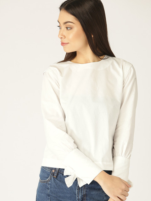 

MANGO Women White Solid Top