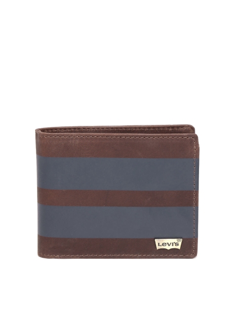 

Levis Men Brown & Blue Striped Two Fold Leather Wallet
