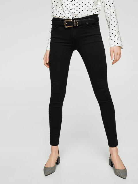 

MANGO Women Black Skinny Fit Casual Trousers
