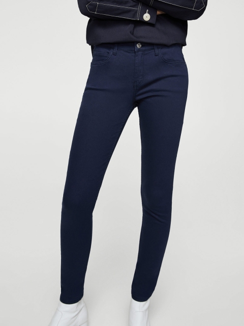 

MANGO Women Navy Blue Mid-Rise Clean Look Stretchable Jeans