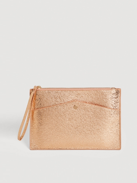 

MANGO Rose Gold Toned Solid Purse Clutch