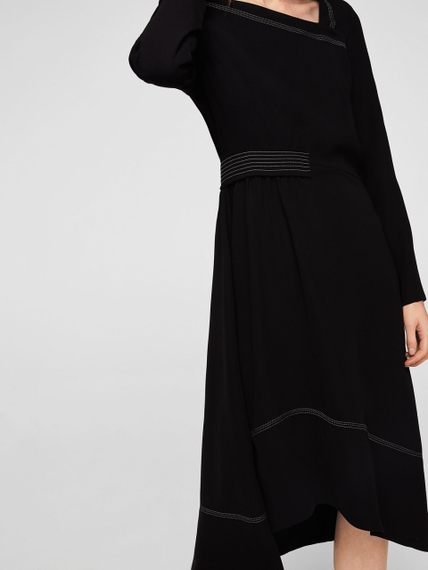 

MANGO Women Black Solid Fit and Flare Dress