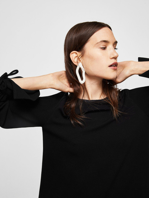 

MANGO Women Black Solid A-Line Dress