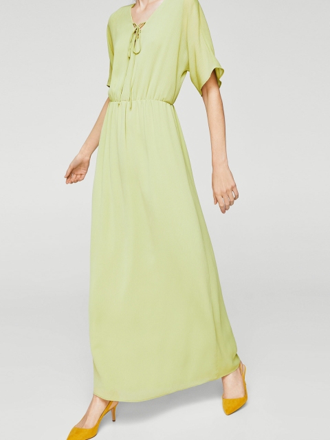 

MANGO Women Green Solid Maxi Dress
