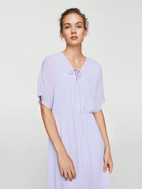

MANGO Women Lavender Solid Maxi Dress