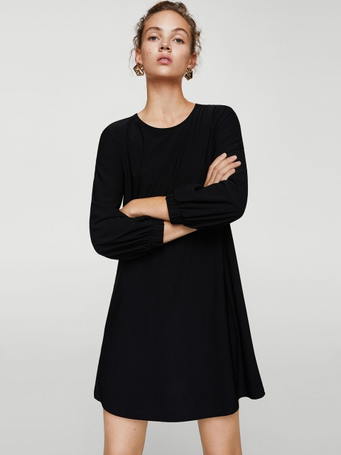 

MANGO Women Black Solid A-Line Dress