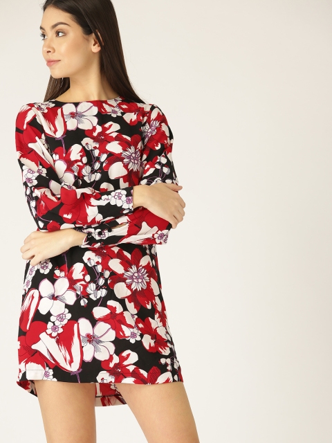 

MANGO Women Black & Red Printed Shift Mini Dress