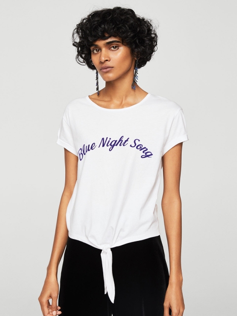 

MANGO Women White Printed Detail Top