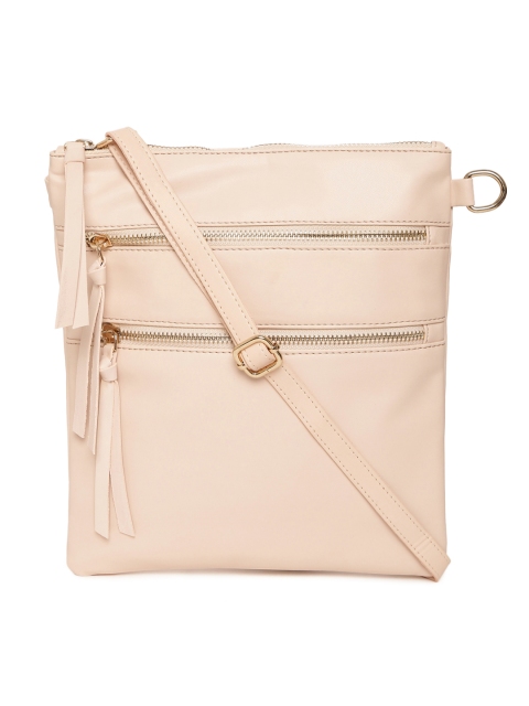 

Carlton London Nude-Coloured Solid Sling Bag with Detachable Sling Strap