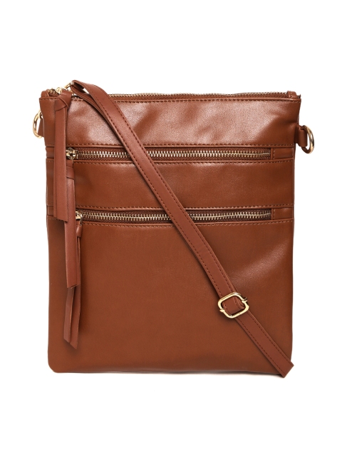 

Carlton London Brown Solid Sling Bag with Detachable Sling Strap