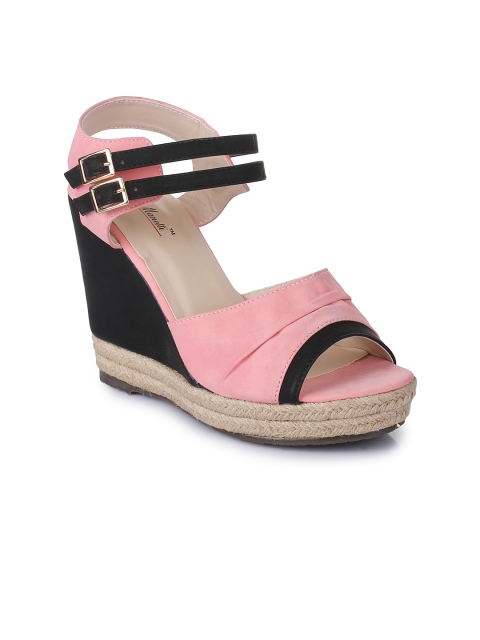 

Bruno Manetti Women Pink & Black Solid Sandals