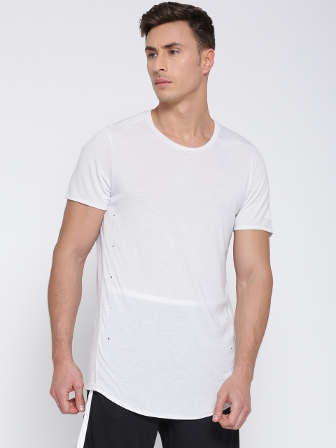 

ADIDAS Men White SN Pure Solid Round Neck Running T-shirt