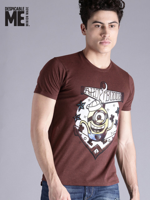 

Minions by Kook N Keech Men Maroon Printed Round Neck T-Shirt
