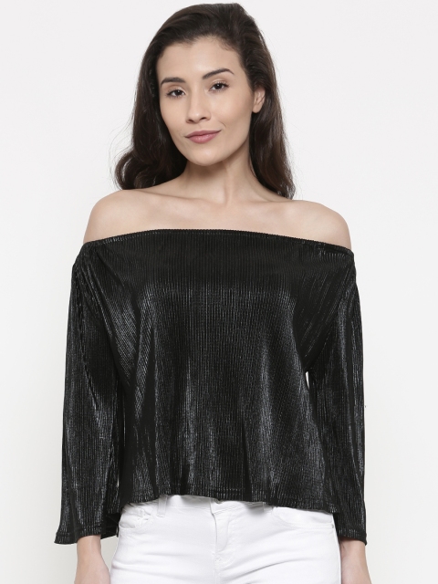 

Deal Jeans Women Black Self-Design Bardot Top