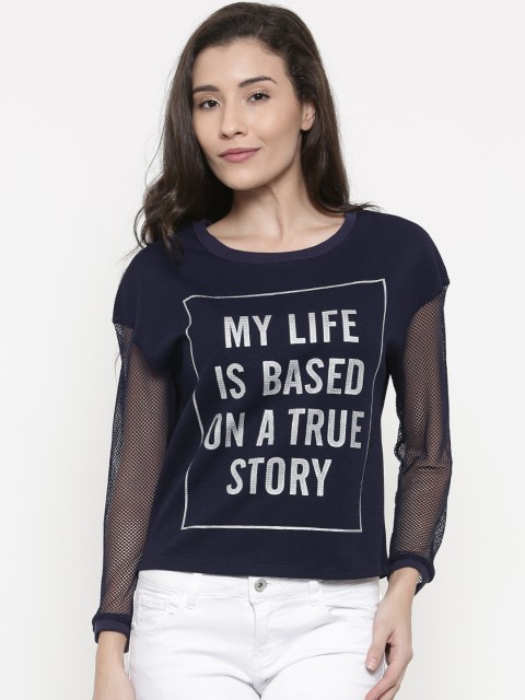 

Deal Jeans Women Navy Blue Printed Top