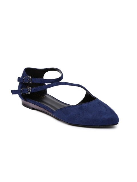 

Tresmode Women Navy Blue Solid Suede Ballerinas