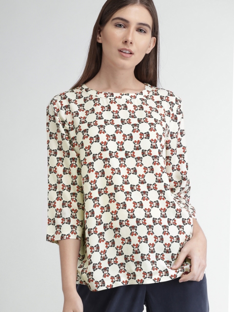 

Tommy Hilfiger Women White & Navy Blue Printed Shirt, Off white