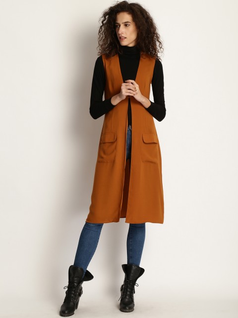 

Marie Claire Mustard Solid Button Shrug