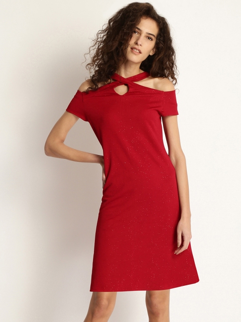

Marie Claire Women Red Solid Sheath Dress
