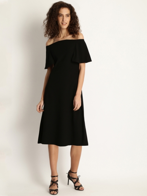 

Marie Claire Women Black Solid Off-Shoulder Dress