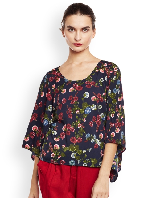 

Oxolloxo Women Navy Blue Printed Top