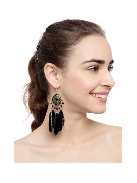 

Shining Diva Fashion Gold-Toned Black Contemporary Drop Earrings