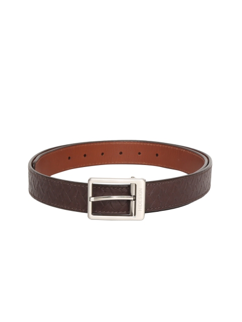 

Hidesign Men Brown Leather Braided Reversible Belt