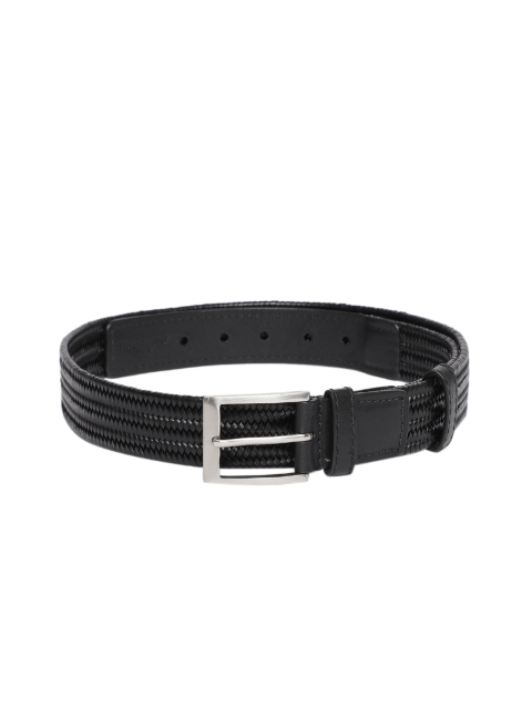 

Hidesign Men Black Woven Design Leather Belt