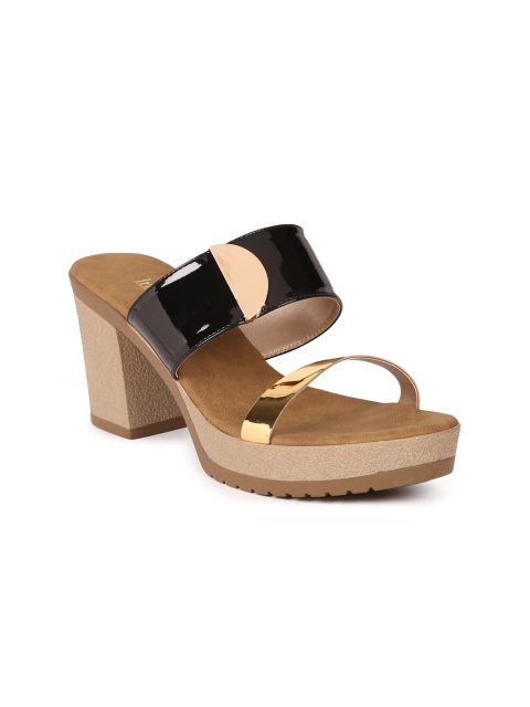 

Inc 5 Women Black & Gold-Toned Colourblocked Platforms