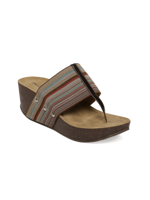 

Inc 5 Women Brown Striped Wedge Sandals