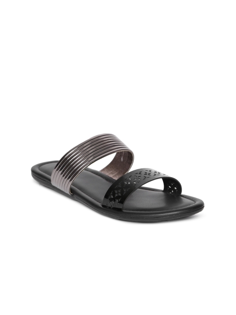 

Inc 5 Women Black Solid Synthetic Open Toe Flats
