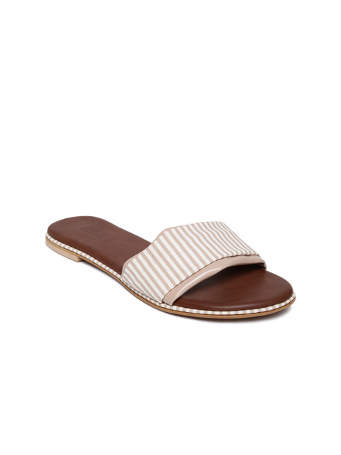 

Inc 5 Women Beige Striped Synthetic Open Toe Flats