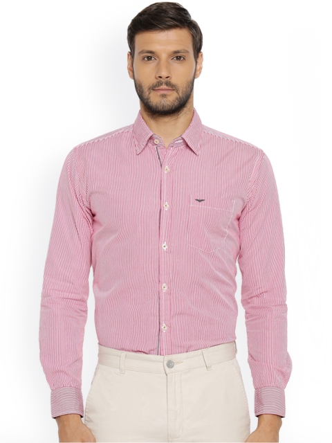 

Park Avenue Men Red & White Slim Fit Striped Formal Shirt