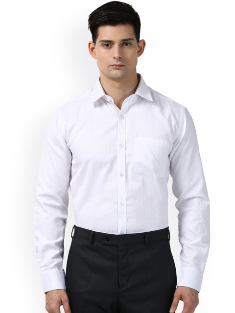

Next Look Men White Slim Fit Self Design Formal Shirt