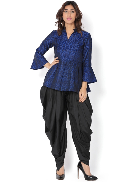 

Abhishti Women Blue & Black Printed Kurti with Dhoti Pants