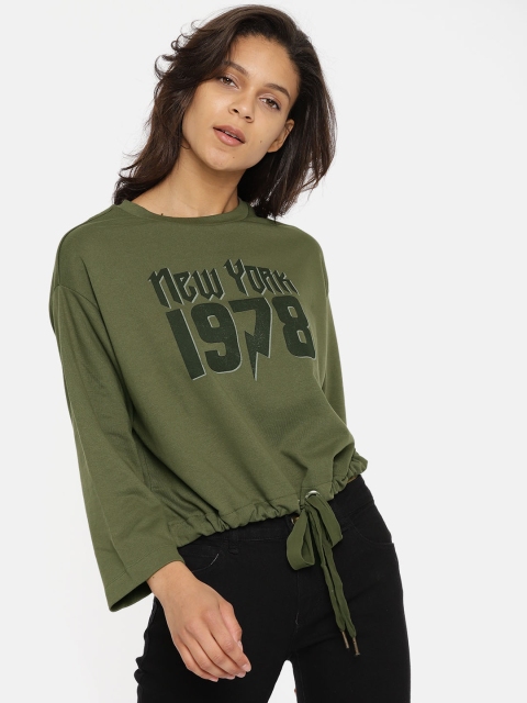 

ONLY Women Olive Green Printed Top