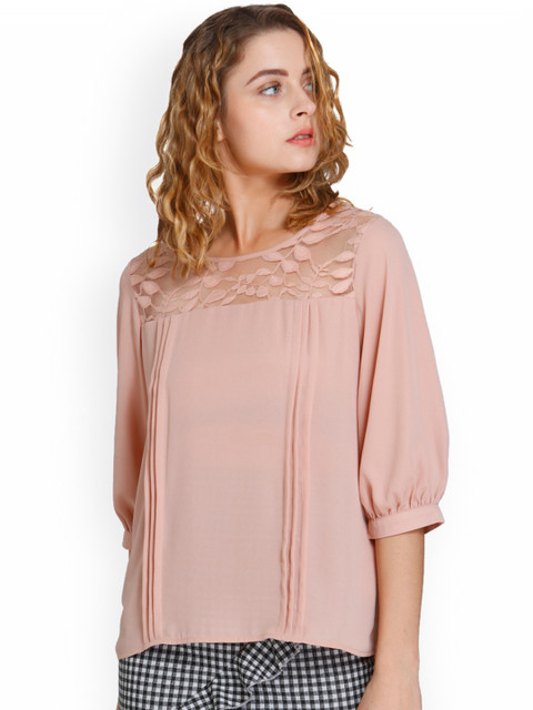 

ONLY Women Peach-Coloured Solid Top