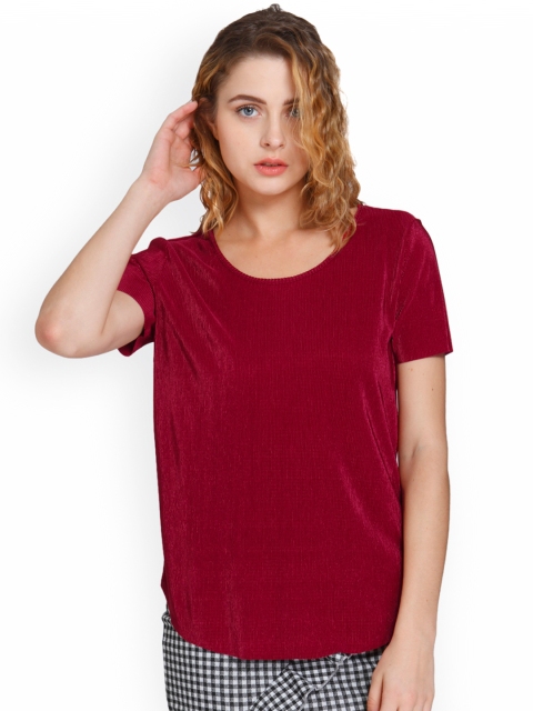 

ONLY Women Maroon Solid Top