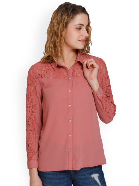 

ONLY Women Peach Regular Fit Solid Casual Shirt