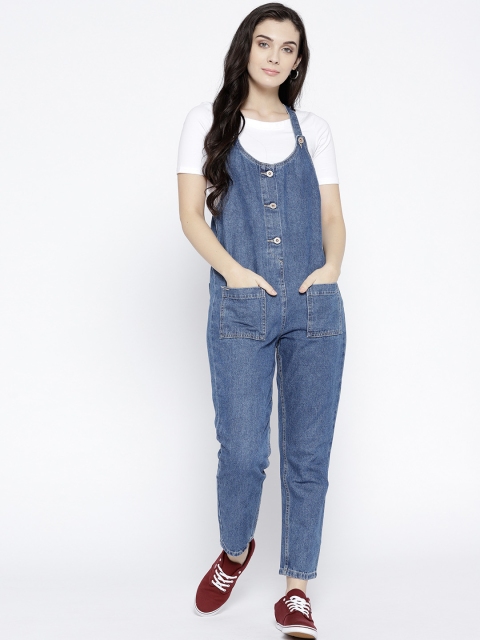 

ONLY Blue Solid Basic Jumpsuit