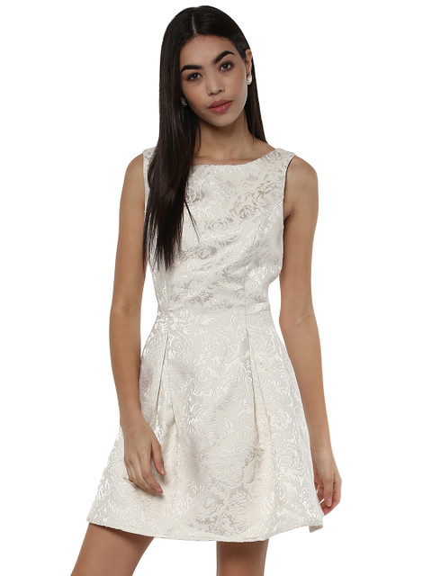 

Kazo Women Off-White Self-Design Fit & Flare Dress