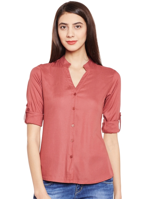 

WISSTLER Women Brick Red Standard Fit Solid Casual Shirt