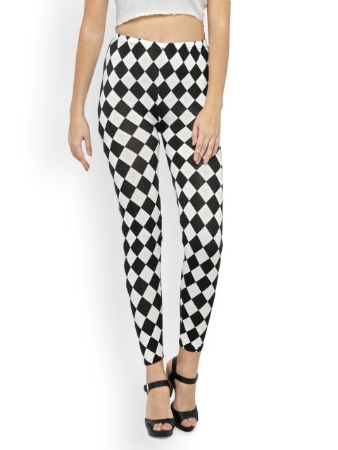 

N-Gal Women Black & White Checked Leggings