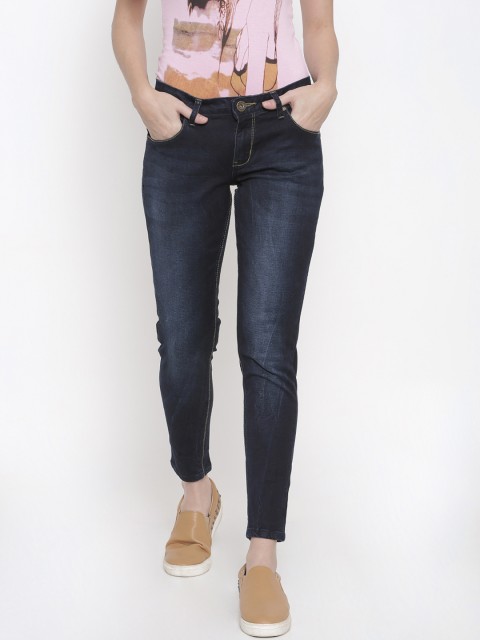 

People Women Blue Skinny Fit Mid-Rise Clean Look Stretchable Jeans